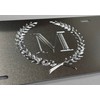 Silver Monogram Crest Car Tag Diamond Etched Engraved .040 Aluminum
