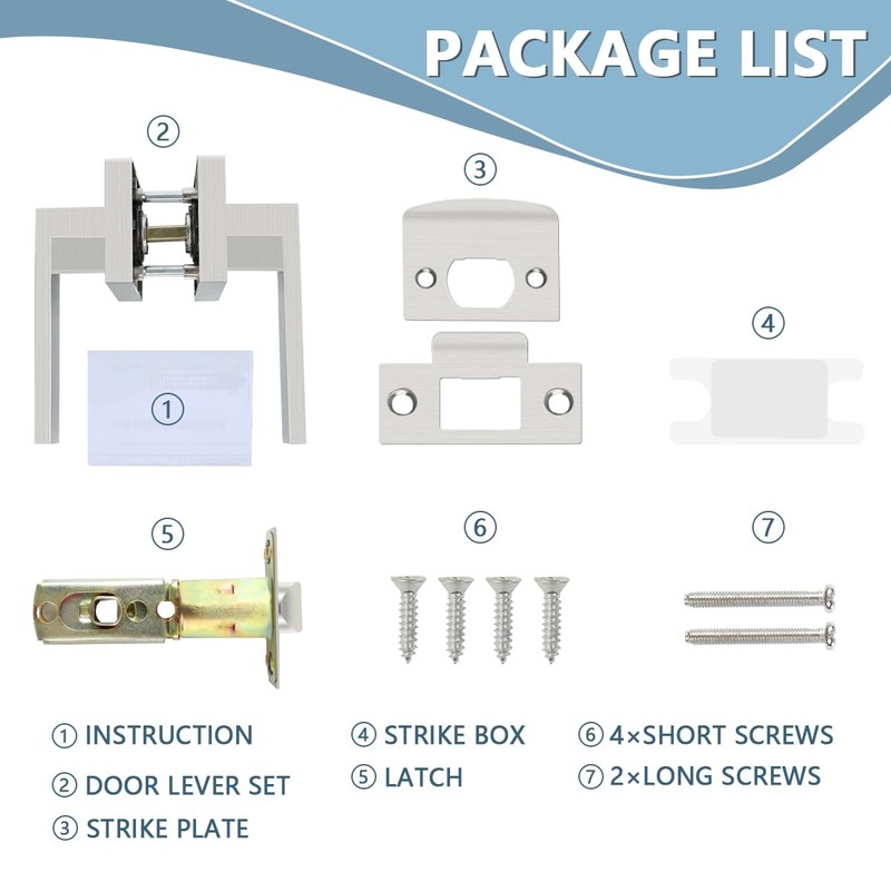 KAMOTA Privacy Door Levers, 2 Pack Satin Nickel Door Handles