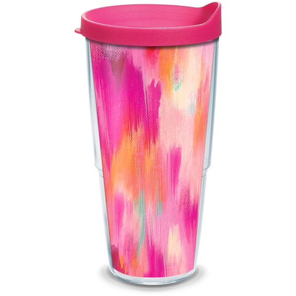 Tervis Etta Vee Pretty Pink Made in USA Double Walled Insulated Tumbler Travel Cup Keeps Drinks Cold & Hot, 24oz, Classic