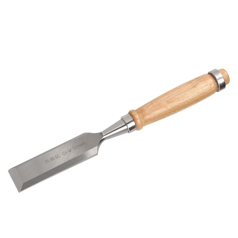 Wood Chisel Tool, 32 mm Cr-V Construction Wooden Handle Flat