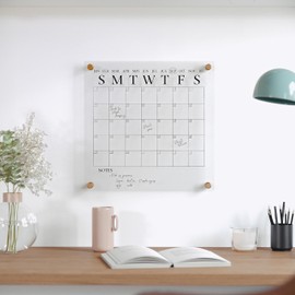 Martha Stewart Grayson Acrylic Dry Erase Wall Calendar with Dry Erase Marker, 14" Square, Clear with Black Print