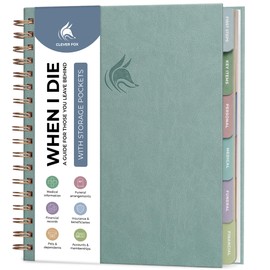 Clever Fox When I Die Planner With Pockets for Documents – End-of-Life Organizer Binder for Important Personal Info & Final Wishes (Blue Surf)