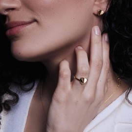 Sternvoll® Women's Ring 925 Sterling Silver 14 Carat Gold-Plated in Heart Shape, Precious metal