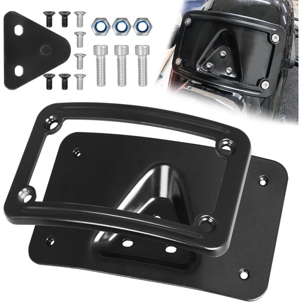 3148 Upgraded Curved Laydown License Plate Mount with Frame Compatible