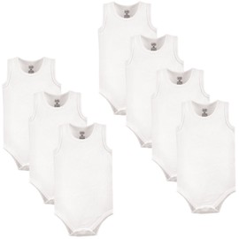 Luvable Friends Unisex Baby Cotton Sleeveless Bodysuits, White, 0-3 Months