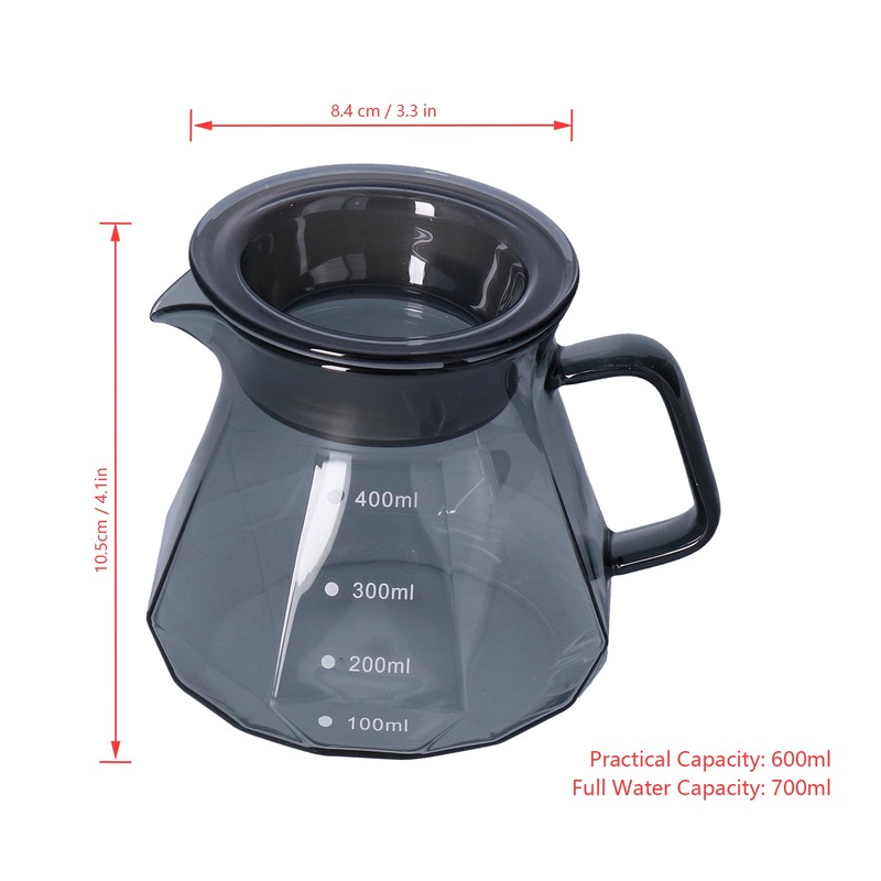 Coffee Kettle Heat Resistant Coffee Sharing Pot Transparent Black Glass