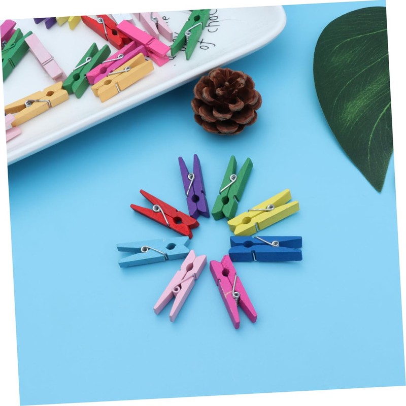 iplusmile 30pcs Mini Wooden Photo Clips Multi-Function Natural Clothespins for