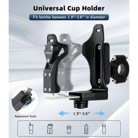 MoKo Bike Water Bottle Holder, Adjustable Bike Bottle Cage for 1.9-3.6" Diameter Bottle, for Handlebar & Frame,Durable Motorcycle Cup Holder with Screw Tool,for Bicycle/Stroller/Scooter/Wheelchair/ATV