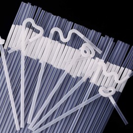 Zmaxqii 300 Pcs Clear Flexible Plastic Straws, BPA-Free Disposable Bendy Straws, 10.2" Long and 0.23'' Diameter