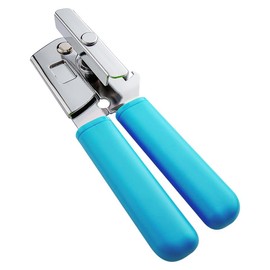 Simple Steel Can Opener - Sturdy Metal Manual Lid Opener, Long-Lasting, Durable, Turn Knob, Tough & Sharp Tin Puncture Teeth Rollers, Non-Slip ABS Grip Handles, Rustproof, Bottles, Jars, Colour Range