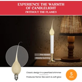 Creative Hobbies® Country Style Incandescent Silicone Dipped Candle Light Bulbs (Pkg of 10 Bulbs) ~ 5 Watt Pearlized Silicone, Gold Glow