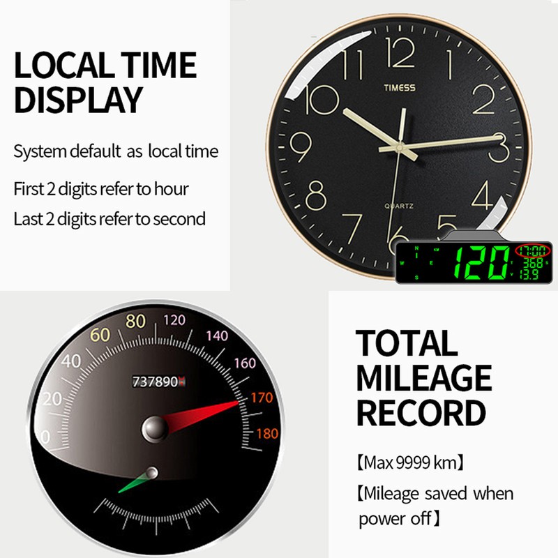 8in Car HUD Display Multifunction GPS Speedometer Fatigue Driving Alarm