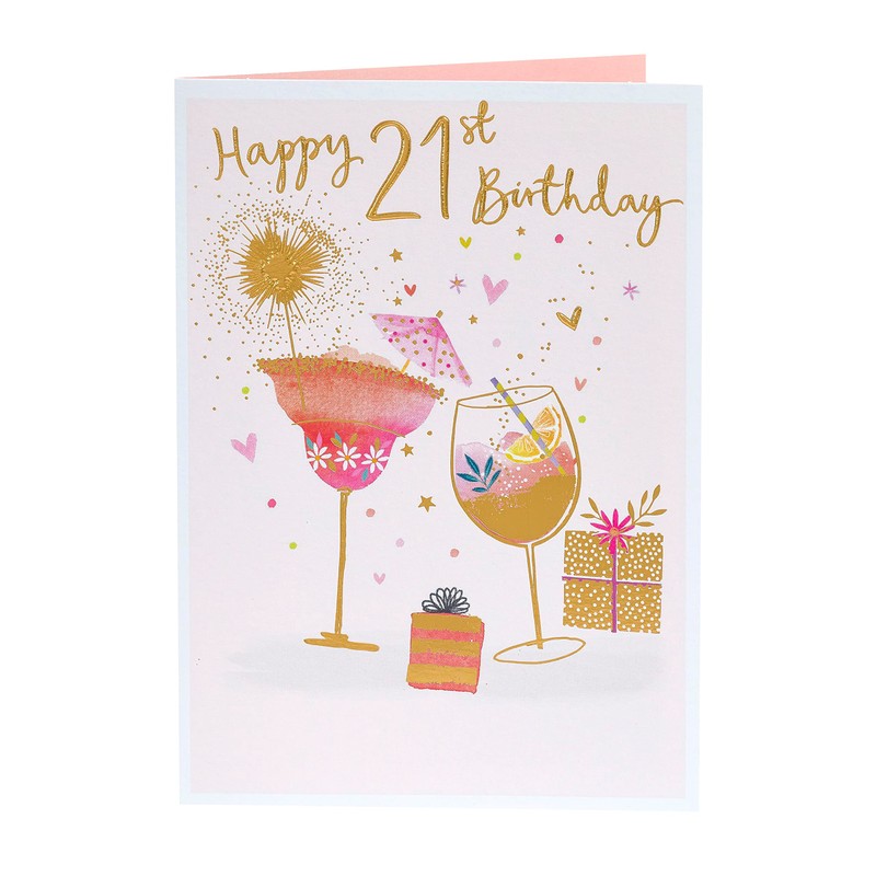 UK Greetings 21st Birthday Card for Her/Friend - Cocktail Design