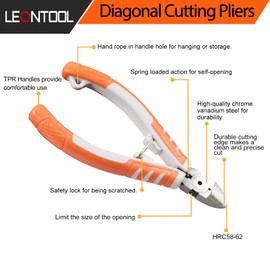 LEONTOOL 5-Inch Diagonal Cutting Pliers Machined Jaws Wire Flush Cutters Side Cutting Nippers CR-V Steel Precision Electronic Diagonal Plier