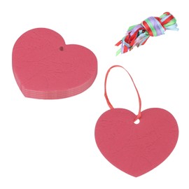 MECCANIXITY 100PCS Red Heart Paper Cutouts 2.5 Inch Heart Shaped Tags with 100PCS Ribbon for Valentine's Day Craft Bulletin Board