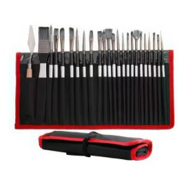 Kit 24 Pinceles Nilón Para Acrilico Acuarelas De Dibujo