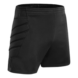 Linkidea Soccer Goalie Shorts, Padded Moisture Wicking Soccer Goalkeeper Shorts for Kids/Youth Use (Size S) Black