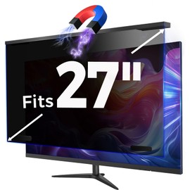 GUDTEKE Magnetic 27 Inch Computer Privacy Screen Filter, Hanging Computer Screen Privacy Shield for 16:9 Monitor Removable Anti Blue Light Glare Eye Protection