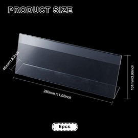 BENECREAT 6PCS Acrylic Office Nameplate with Protective Film 46x280x101mm/1.81x11.02x3.97inch L-Shaped Clear Desk Sign Holder for Office, School, Wedding, Birthday Party