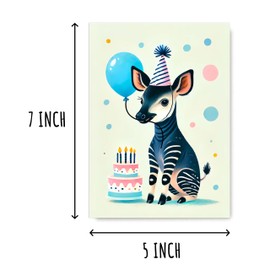 GoGi93Art Okapi Animal Card - Funny Birthday Card - Cute Birthday - Teens Greeting - Anniversary - Daughter - Son - Aunt - Uncle