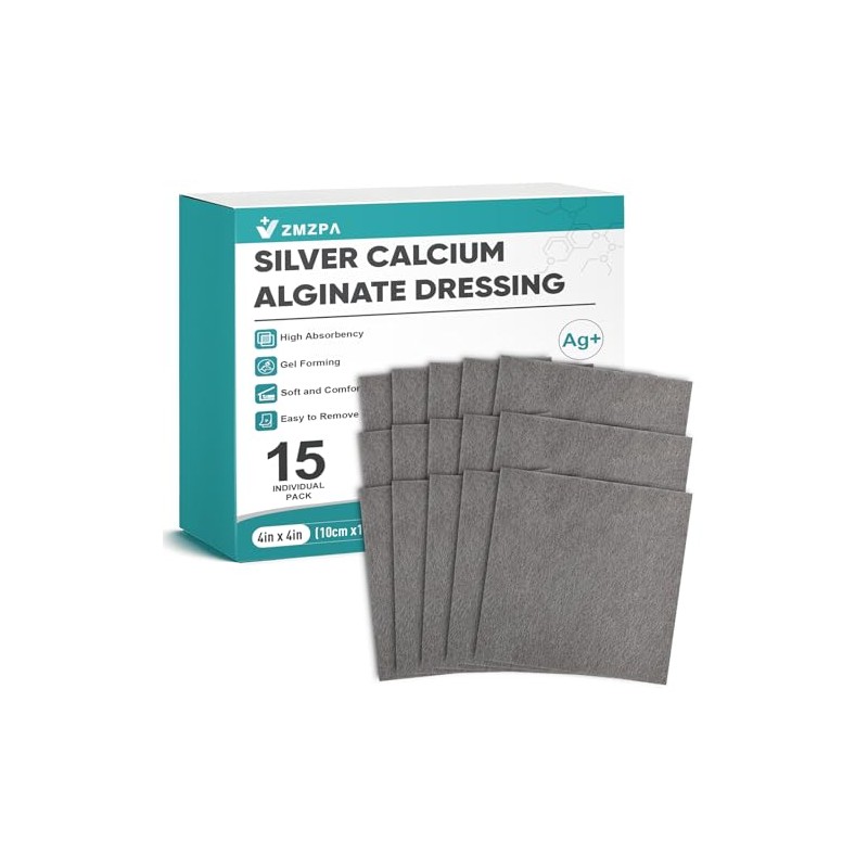 Ag Silver Calcium Alginate Wound Dressing 4" x 4", Non