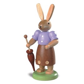 Easter bunny, female, height 11 cm / 4 inch, coloured, original Erzgebirge by Mueller Seiffen