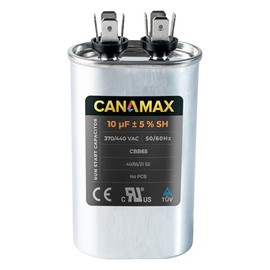 Canamax – Capacitor de arranque ovalado de 10 uF 10 MFD 370/440VAC 50/60Hz (opciones de 3~80 uF disponibles) AC eléctrico para motores monofásicos de enfriamiento directo o bomba de calor – Ajuste