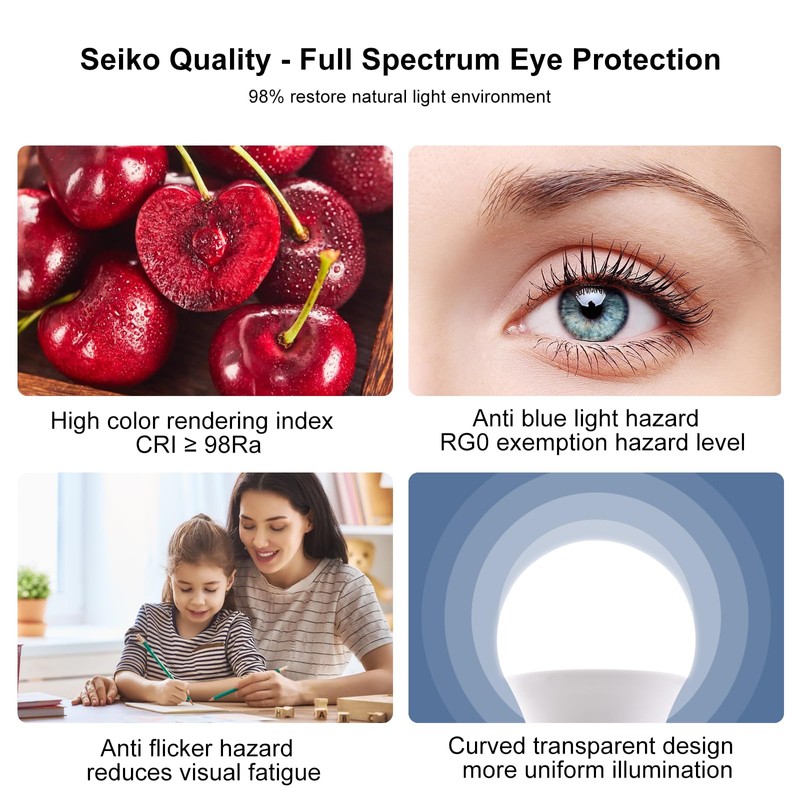 Full Spectrum Sun Light Bulb - A19 9W, Boosts Energy,