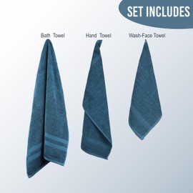 Organix 6 Piece Towel Set, 2 Bath Towels, 2 Hand Towels, 2 WashCloths, Lightweight Cotton Towels for Bathroom, Soft Absorbent and Quick Dry (Teal)