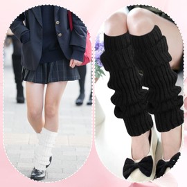 YUWJOOWEE 2 Pairs Leg Warmers for Women, Fashion Knitted Leg Warmer Socks 80s 90s Style Leg Warmers for Women, Leg Warmers for Parties, Ballet, Dancing and Sports, White*2