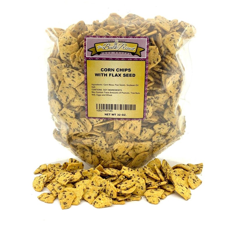 Corn Chips with Flax Seed, Healthy Snacks, Bulk Size (2