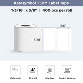 Label Maker Tape SUPVAN T50M Adapted Label Print Paper Refill White Size 1.18'' x 0.59'' 400pcs Thermal Laminated Waterproof Self-Adhesive Multipurpose Labeling Tape Replacement
