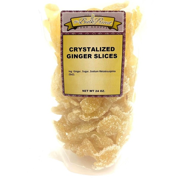 Crystalized Ginger Slices (24oz. Resealable Zip Lock Stand Up Bag)
