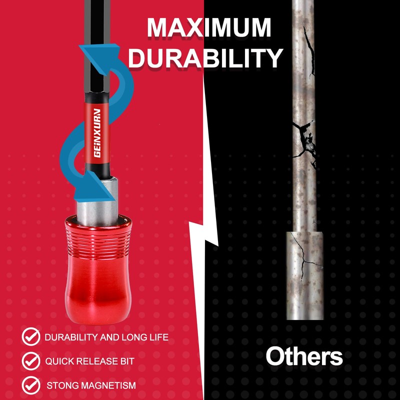 Geinxurn 4PCS Impact Screwdriver Bit Holder Set, Magnetic Extension Quick-Change