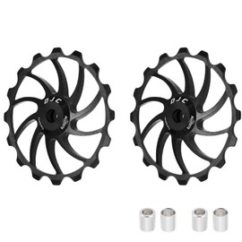 DJC Bike Ceramic Bearing Pulley Wheel 2pcs Guide Roller 11T 12T 13T 14T 15T 16T MTB Road Bike Rear Derailleur for Shimano for Sram Pulley oilslick (Black, 2pcs 16T)