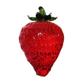 JOONOR Crystal strawberry statue Ornament Decorative Artificial Fruit Glass Figurine Tabletop Paperweight Crystal Ornament for Home office,strawberry