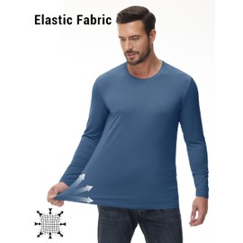 KEFITEVD Men's Long Sleeve Shirts UV Shirts Sun Protection UPF 50 SPF Rash Guard Tees Quick Dry Workout Swimming Tops Blue Gray