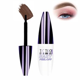 Peel Off Eyebrow Gel, Brown Tattoo Eyebrow Gel Easy Peel Off, Long-lasting Natural Brow Color Up to 3 Days, Waterproof Eyebrow Tattoo for Women, Easy Application for Fuller & Defined Looking Brows
