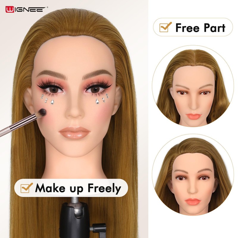 WIGNEE Professional Cosmetology Mannequin Head with Synthetic Hair Blonde