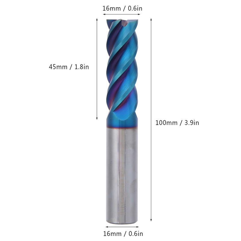 NanO Coated HRC65° Milling Cutter Tungsten Steel 4 Flutes Flat
