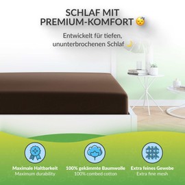 ETÉREA Jersey Fitted Sheet 90 x 200 cm - 100 x 200 - 100% Cotton - Premium 160 GSM Fine Combed - Flat Sheet 90 x 200 cm - 100 x 200 cm - Cotton Bed Sheet - Oeko-Tex - Dark Brown