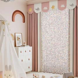 ANMINY 52 Strands Bamboo Wood Beaded Curtain for Doorways 35" x 75" Rainbow Colorful Handmade Natural Wooden Boho Hippie Door Window Hanging Beads