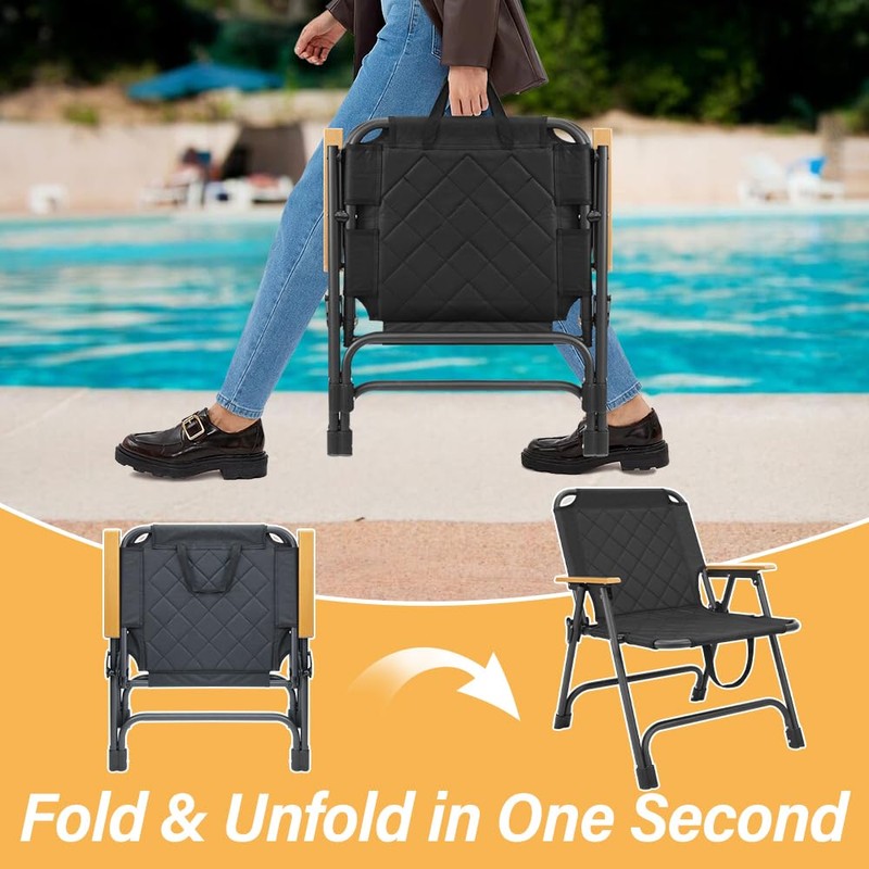 BESTHLS 2 Pack Folding Camping Chair, 600D Oxford with Wooden