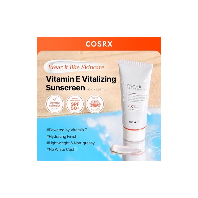 COSRX Vitamin E Sunscreen for Oily Skin SPF 50, Natural