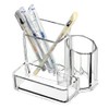 SVNXI Acrylic Desk Supplies Organizer Holder, 3 Compartments Office Desktop
