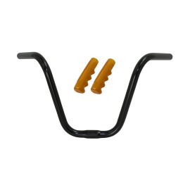 OG Lowrider Handlebar V 9" 25.4mm Black & Grips Lowrider 120mm Gold