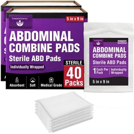 Combine ABD Pads 5x9-2 Packs of 40 Sterile Abdominal Pads for Large Wounds - Wound Dressings Used for Bleeding, Padding, Moisture Barrier, and More
