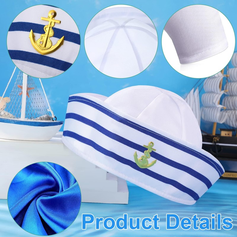 egniFurn Navy Sailor Cosplay Kit - 3 PCS Adjustable Hat,