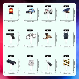 24pcs Police Cupcake Toppers Happy Birthday Police Car Decoration, themed birthday party for boy and girl, police academy graduation party or baby shower party decoration, birthday gifts for kids. (1)