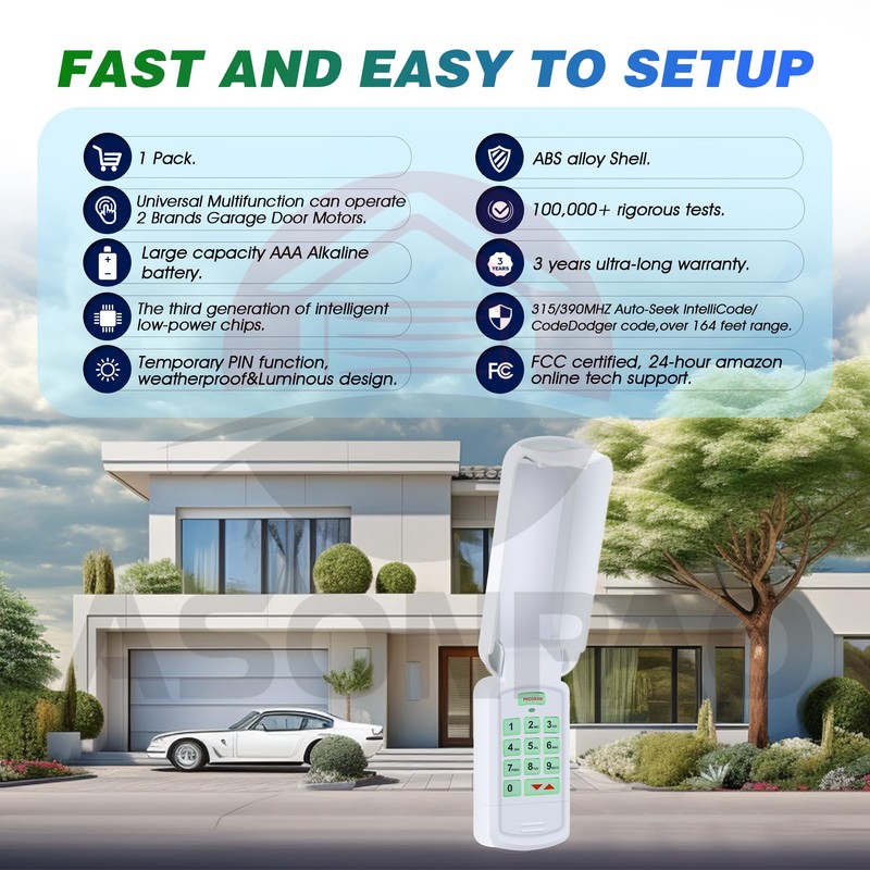 OKP-BX Overhead Door Garage Door Opener Keypad, Wireless (1Pack) 3-Years-Warranty